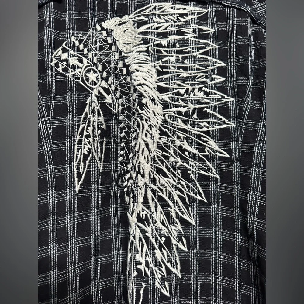 Crow & White Plaid Tier Bell-Sleeve Button-Up - Picture 8 of 11